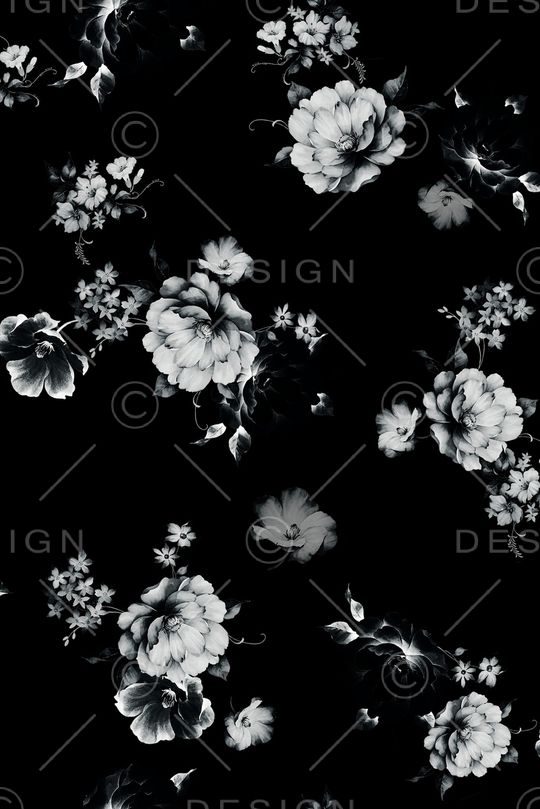 黑底花卉印花花型图片