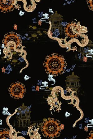 中国风印花花型图片