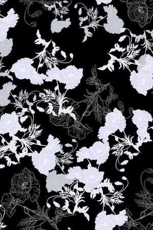 线条花卉印花花型图片