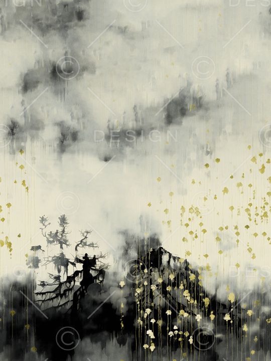 水墨风印花花型图片
