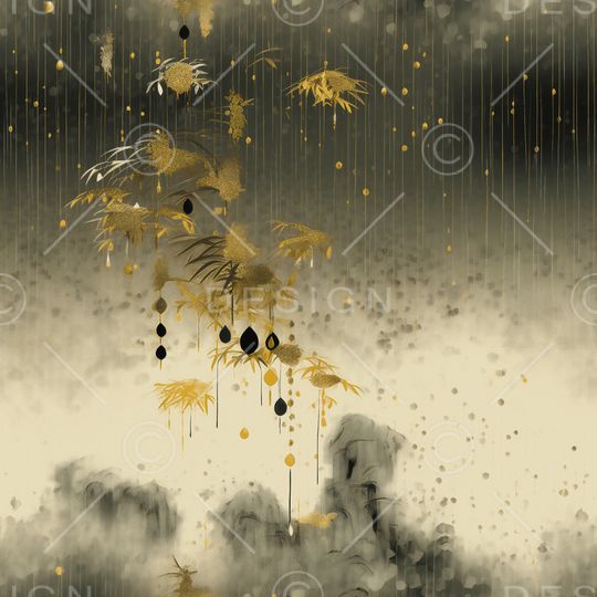 水墨风印花花型图片