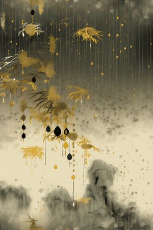 水墨风印花花型图片