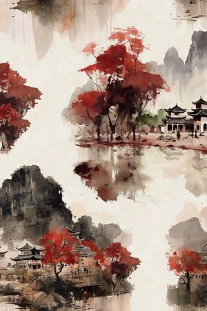 风景印花花型图片
