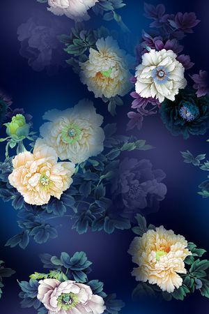 手绘花卉印花花型图片