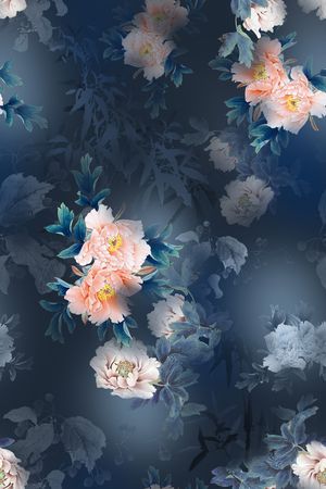 手绘花卉印花花型图片