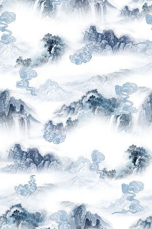 水墨风印花花型图片