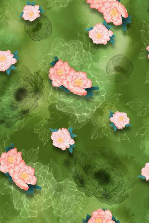 手绘花卉印花花型图片