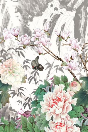 水墨风印花花型图片