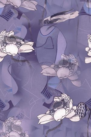 荷花印花花型图片