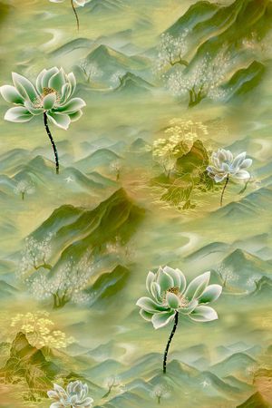 荷花印花花型图片