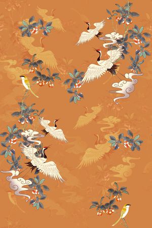 仙鹤印花花型图片