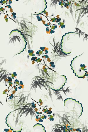 中国风旗袍印花花型图片