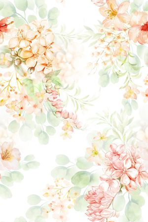 手绘大花印花花型图片