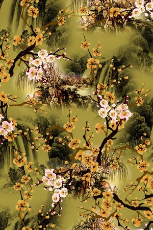 山水画印花花型图片