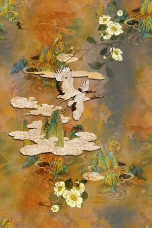 花鸟印花花型图片