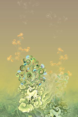 旗袍印花花型图片
