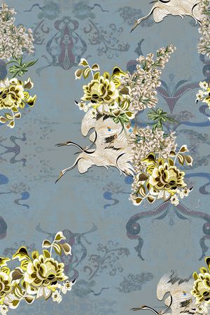 仙鹤印花花型图片