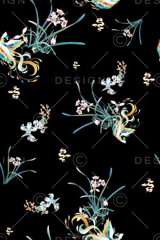 中国风印花花型图片