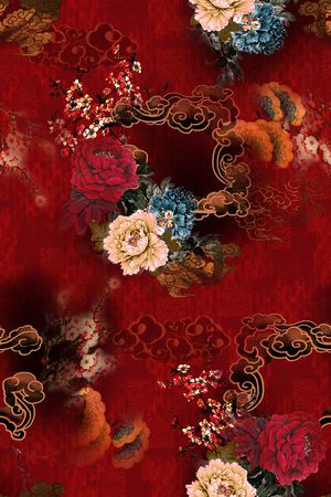 中国风印花花型图片