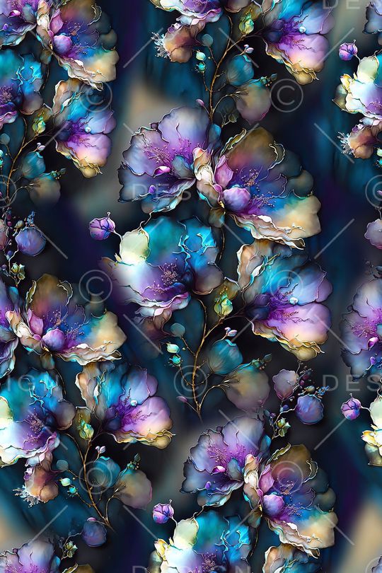 黑底花卉印花花型图片
