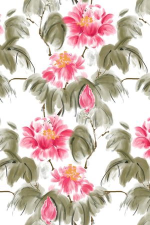 牡丹印花花型图片