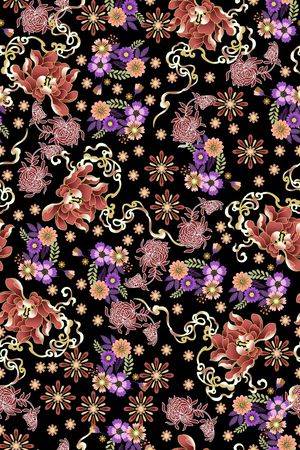 满版散花印花花型图片
