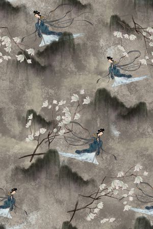 水墨风印花花型图片