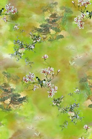 花鸟印花花型图片