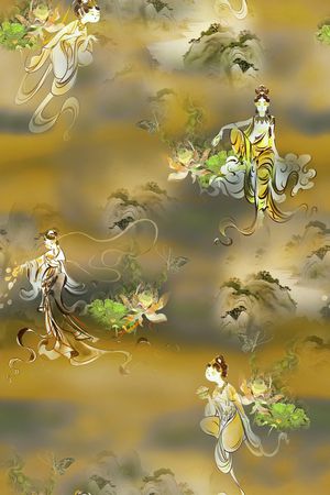 旗袍印花花型图片