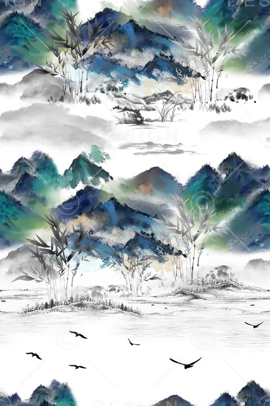 山水印花花型图片