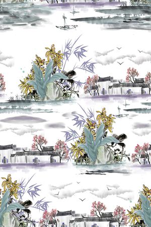 天空印花花型图片