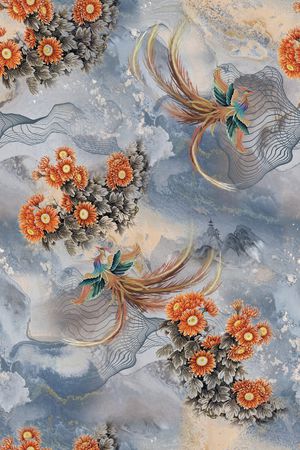 真丝印花花型图片