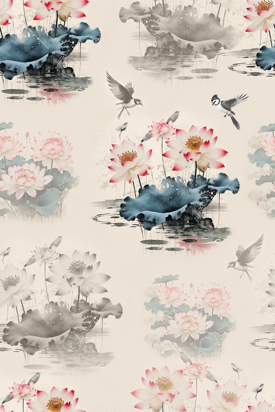 花鸟印花花型图片