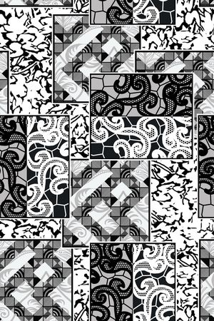 黑白花型印花花型图片