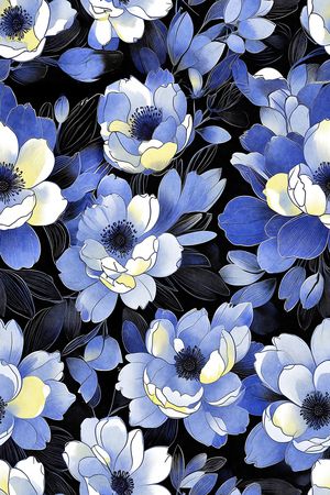 手绘花卉印花花型图片