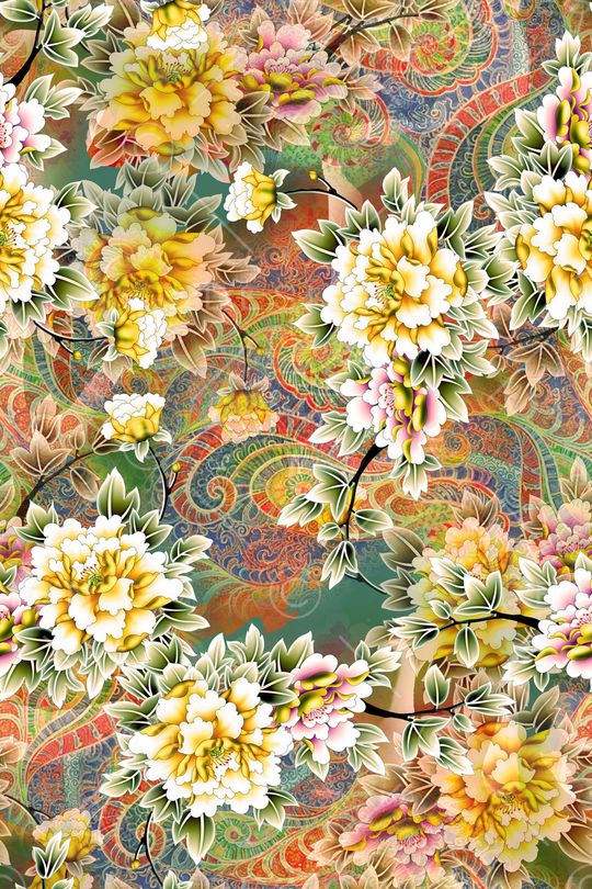 真丝印花花型图片