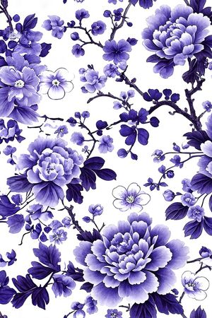 清爽底花卉印花花型图片