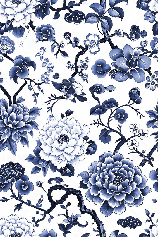 清爽底花卉印花花型图片