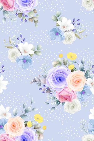 清爽底花卉印花花型图片