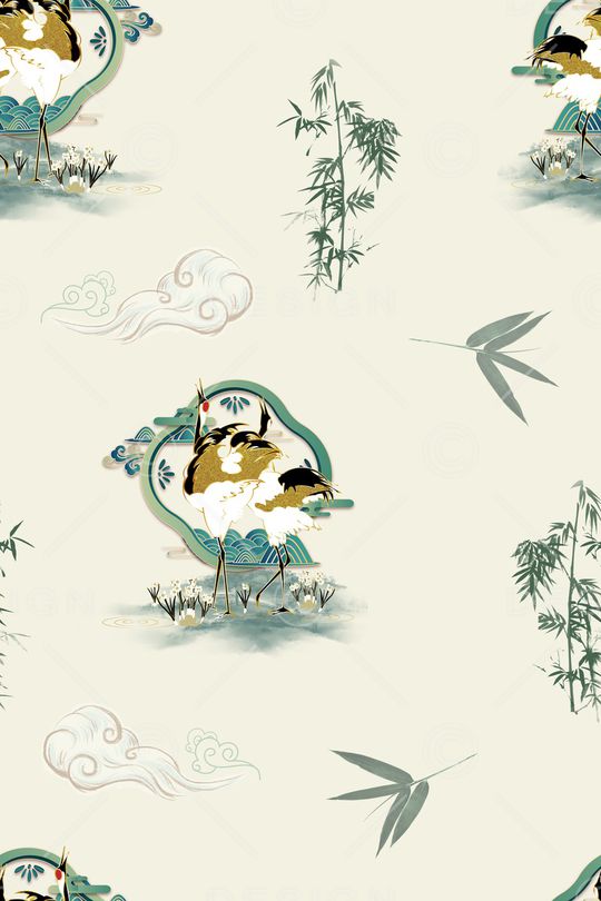 仙鹤印花花型图片