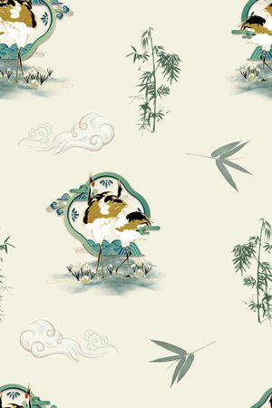 仙鹤印花花型图片