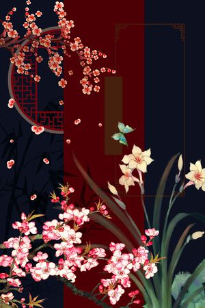 中国风印花花型图片