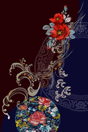 中国风印花花型图片