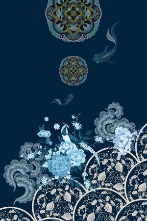 中国风印花花型图片