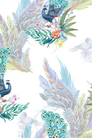 孔雀印花花型图片