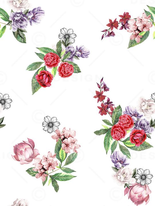 清爽底花卉印花花型图片