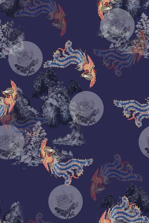 中国风印花花型图片