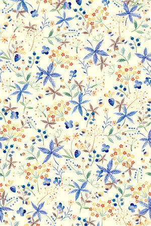 清爽底花卉印花花型图片
