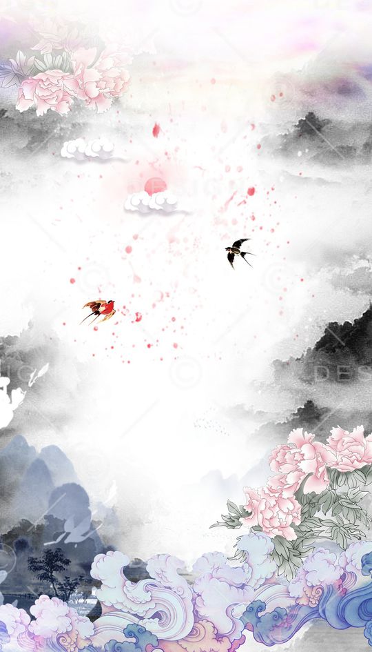 水墨风印花花型图片