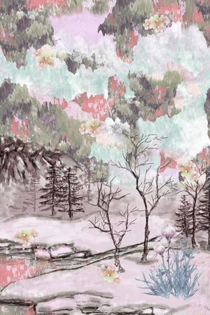 风景景观印花花型图片